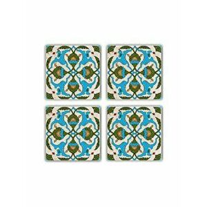 Set 4 piese suport pahar Taylor, 10 x 10 x 1 cm, 366TYR1110, piatra naturala, Albastru-verde imagine