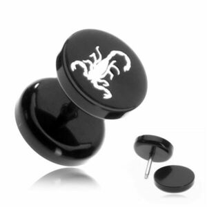 Plug fals din acrilic - scorpion alb pe un fond negru imagine