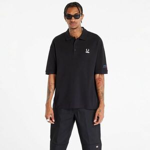 FRED PERRY x RAF SIMONS Embroidered Oversized Polo T-Shirt Black imagine