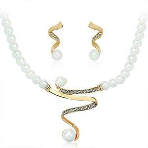 Set elegant colier + cercei cu perle Efb nr.13 imagine