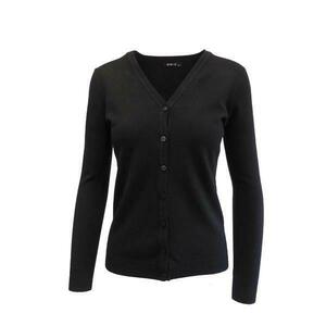 Cardigan, Univers Fashion, tricotat fin, inchidere cu 7 nasturi, negru, XL-2XL imagine