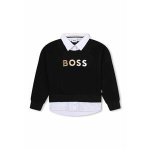 BOSS - Bluza sport cu imprimeu logo si guler si terminatie contrastante imagine