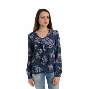 Bluza vaporoasa bleumarin cu imprimeu floral imagine