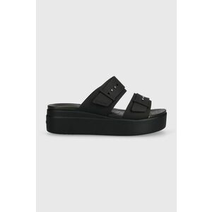Crocs papuci Brooklyn Low Wedge Sandal femei, culoarea negru, cu platformă 208728 imagine