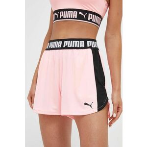Puma pantaloni scurți de antrenament Train All Day culoarea roz, neted, high waist imagine