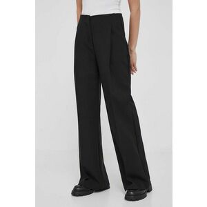 Medicine pantaloni femei, culoarea negru, lat, high waist imagine