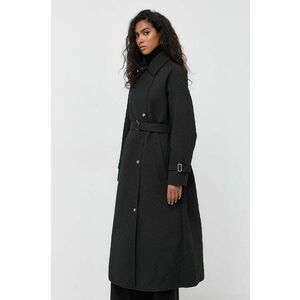 BOSS palton femei, culoarea negru, de tranzitie, cu doua randuri de nasturi imagine