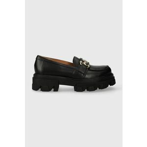 Charles Footwear mocasini de piele Vloglola femei, culoarea negru, cu platforma, Vloglola.Loafer.Black imagine