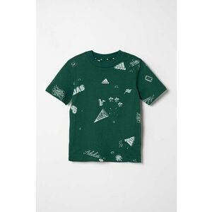 adidas tricou de bumbac pentru copii J BLUV Q3 AOPT culoarea verde, modelator imagine