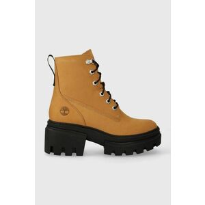 Timberland bocanci de piele Everleigh Boot 6in LaceUp femei, culoarea maro, cu platforma, TB0A41QK2311 imagine