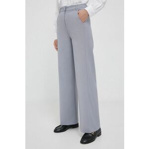 United Colors of Benetton pantaloni femei, culoarea gri, lat, high waist imagine