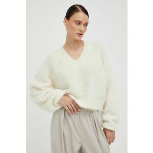 Gestuz pulover de lana femei, culoarea bej, călduros imagine