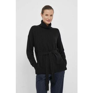 United Colors of Benetton pulover de lana femei, culoarea negru, light, cu guler imagine