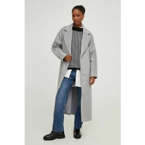 Answear Lab palton de lana culoarea gri, de tranzitie imagine