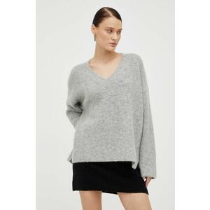 Gestuz pulover de lana femei, culoarea gri imagine