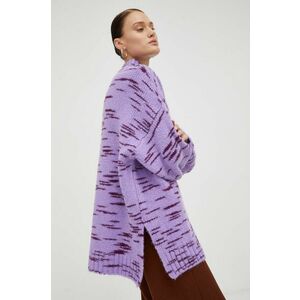Samsoe Samsoe pulover din amestec de lână femei, culoarea violet, cu turtleneck imagine