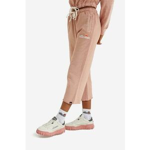Ellesse pantaloni de trening din bumbac Taran Cropped Jog culoarea roz, medium waist SGM14012-PINK imagine