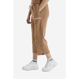 Ellesse pantaloni de trening din bumbac Taran Cropped Jog culoarea maro, medium waist SGM14012-PINK imagine