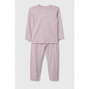 United Colors of Benetton pijamale de bumbac pentru copii culoarea roz, cu imprimeu imagine