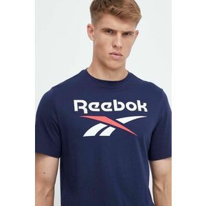 Reebok tricou din bumbac culoarea albastru marin, cu imprimeu imagine