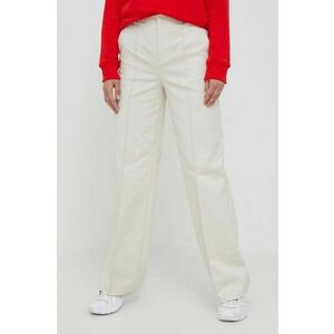 Sisley pantaloni femei, culoarea bej, lat, high waist imagine
