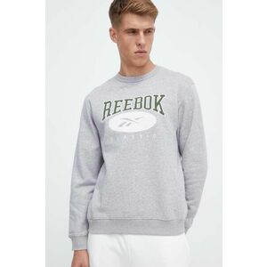 Reebok Classic bluza barbati, culoarea gri, cu imprimeu imagine