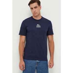 Lacoste tricou din bumbac culoarea bleumarin, cu imprimeu imagine