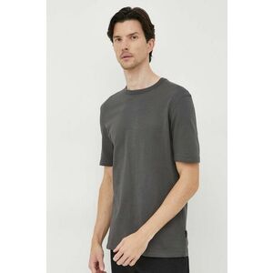 Sisley tricou din bumbac culoarea gri, neted imagine