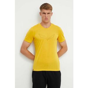 Salewa tricou sport Pure Eagle Frame Dry culoarea galben, cu imprimeu imagine