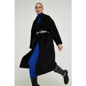 Answear Lab palton de lana culoarea negru, de tranzitie, oversize imagine
