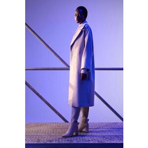 Answear Lab palton de lana culoarea bej, de tranzitie, oversize imagine