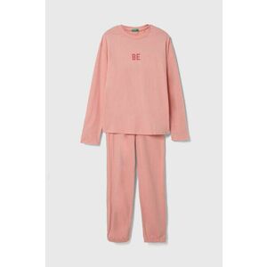 United Colors of Benetton pijama copii culoarea roz, cu imprimeu imagine