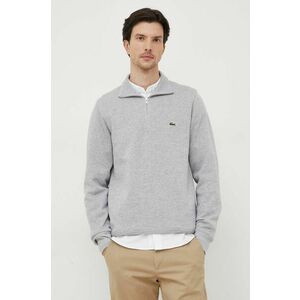 Lacoste pulover de bumbac culoarea gri, cu turtleneck imagine