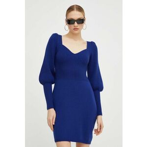 Luisa Spagnoli rochie din lana culoarea albastru marin, mini, mulata imagine
