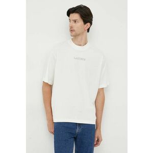 Lacoste tricou din bumbac culoarea alb, cu imprimeu imagine
