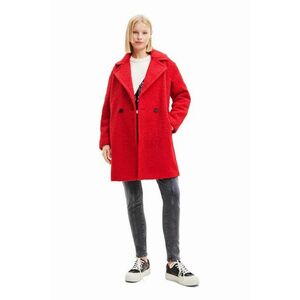 Desigual palton femei, culoarea rosu, de tranzitie, cu doua randuri de nasturi imagine