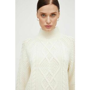 Marc O'Polo pulover de lana femei, culoarea bej, călduros, cu guler imagine