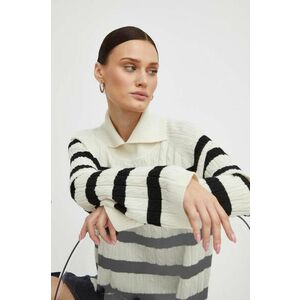 Lovechild pulover de lana femei, culoarea bej, cu guler imagine