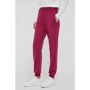 United Colors of Benetton pantaloni din amestec de casmir culoarea roz, drept, high waist imagine