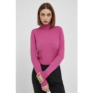 Sisley pulover femei, culoarea roz, light, cu guler imagine