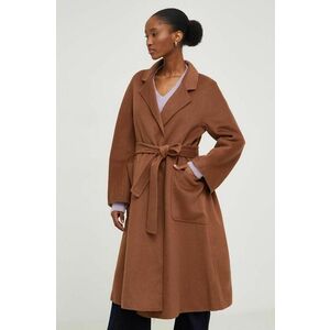 Answear Lab palton de lana culoarea maro, de tranzitie imagine