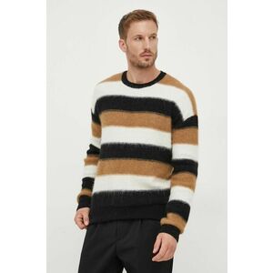 BOSS pulover din amestec de lana barbati, culoarea negru imagine