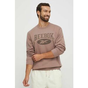 Reebok Classic bluza barbati, culoarea maro, cu imprimeu imagine