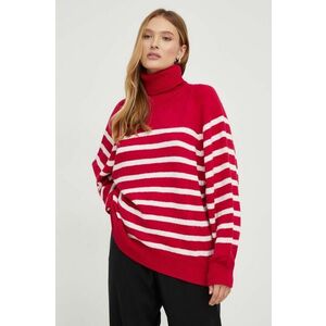 Answear Lab pulover de lana culoarea roz, călduros, cu guler imagine