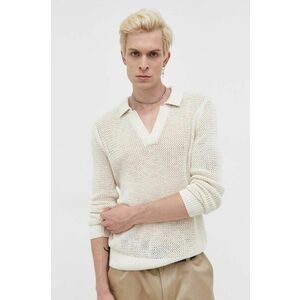 Abercrombie & Fitch pulover barbati, culoarea bej, light imagine