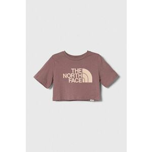 The North Face tricou de bumbac pentru copii G S/S CROP EASY TEE culoarea roz imagine