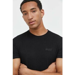 Superdry tricou din bumbac culoarea negru, neted imagine