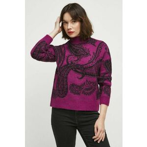 Medicine pulover din amestec de lana femei, culoarea violet, cu turtleneck imagine