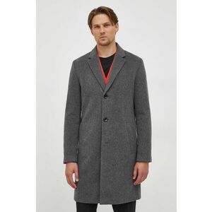 BOSS palton de lana culoarea gri, de tranzitie imagine