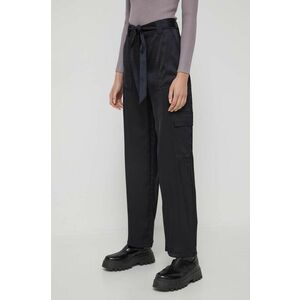 Abercrombie & Fitch pantaloni femei, culoarea negru, lat, high waist imagine